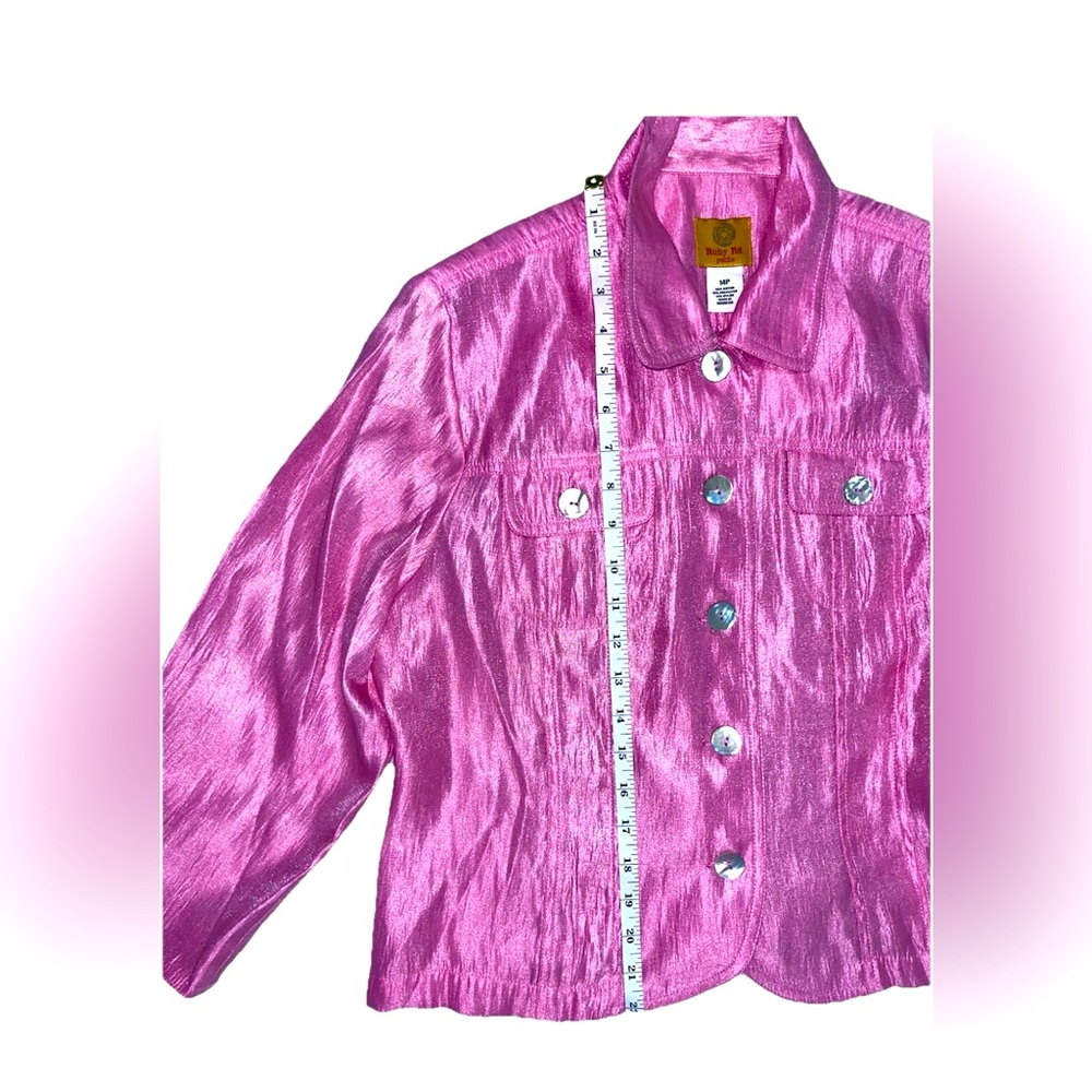 Ruby Rd. Petite Women's Shiny Pink Jacket Size 14P - Picture 12 of 12